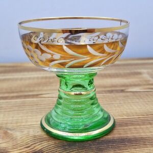 Vintage Miniature German Ribbed Hollow Stem Tasting Wine Goblet‎